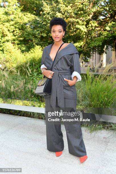 Kiersey Clemons attends the Salvatore Ferragamo show during Milan Fashion Week Spring/Summer 2020 on September 21, 2019 in Milan, Italy.