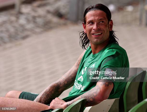 Tim Wiese is seen during the training session of Werder Bremen on June 29, 2011 in Bremen, Germany.