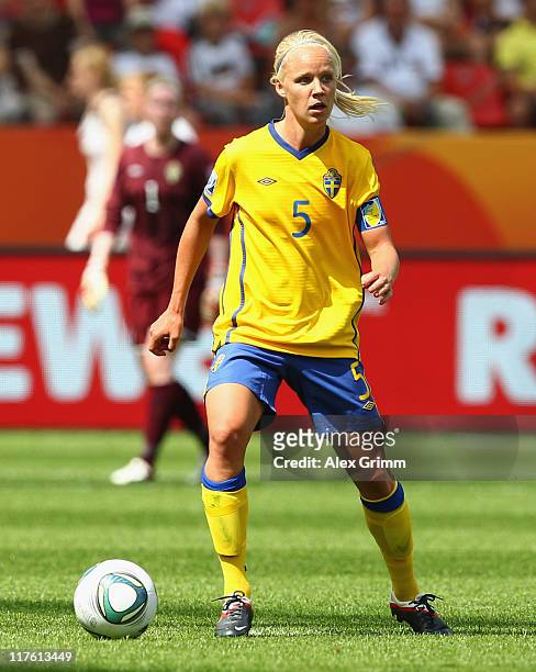 Caroline Seger of Sweden runs with the ball during the FIFA Women's World Cup 2011 Group C match between Colombia and Sweden at the Fifa Womens World...