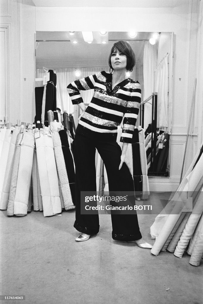 Leslie Caron dressed by Yves Saint Laurent,in 1965