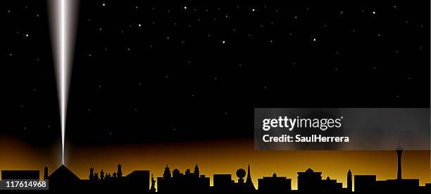 las vegas skyline at night - luxor hotel stock illustrations