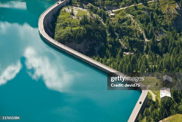 dam at end of fassa valley - renewable energy stockfoto's en -beelden