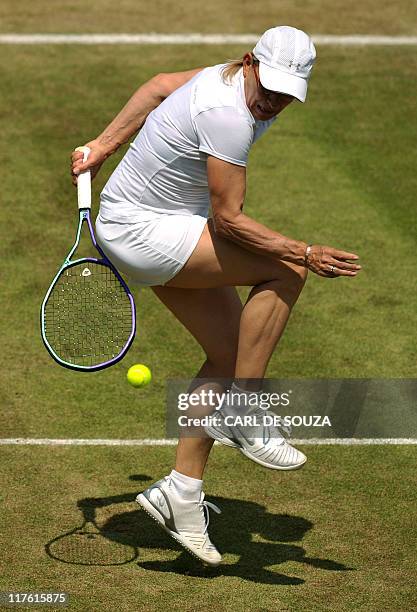 Player Martina Navratilova and Czech player Jana Novotna play against Czech player Helena Sukova and Hungar Andrea Temesvari during Ladies'...