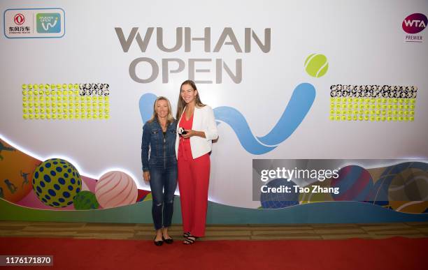 Kveta Peschke of Czech Republic and Nicole Melichar of the United States attends a official player party at Hilton hotel on September 21, 2019 in...