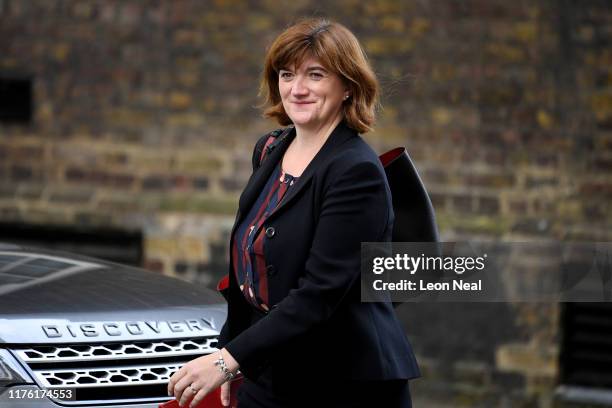 Secretary of State for Digital, Culture, Media and Sport Nicky Morgan arrives at Downing Street on October 16, 2019 in London, England. UK and EU...