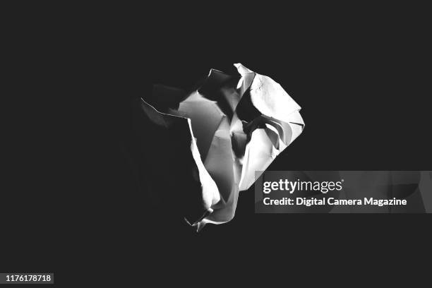 Abstract image of a crumpled paper sculpture, taken on February 8, 2018.