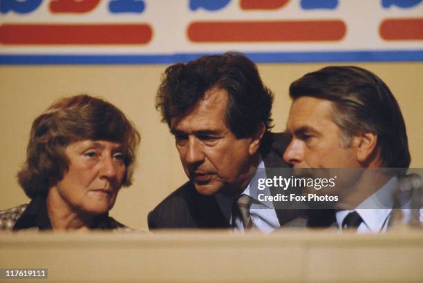 British politicians Shirley Williams, William Rodgers and David Owen attending the Social Democratic Party conference in Eastbourne, England, United...