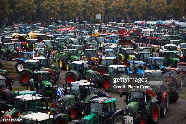 Dutch farmers gather in The Hague to demonstrate against the proposed agricultural policies aimed at reducing nitrogen emissions on October 16, 2019...