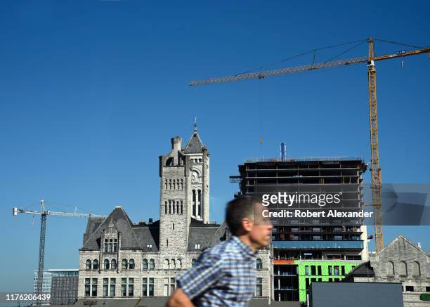Construction of a new Grand Hyatt Hotel near the historic Union Station in Nashville, Tennessee, is part of the city's extensive Nashville Yards...