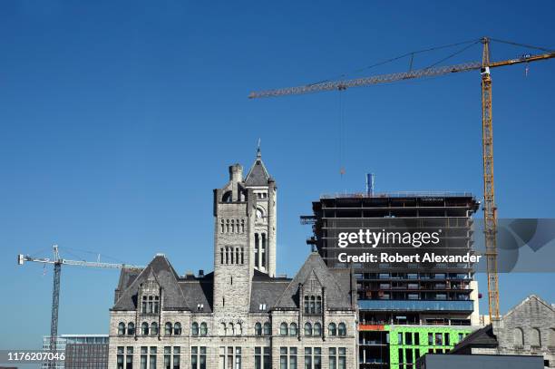 Construction of a new Grand Hyatt Hotel near the historic Union Station in Nashville, Tennessee, is part of the city's extensive Nashville Yards...