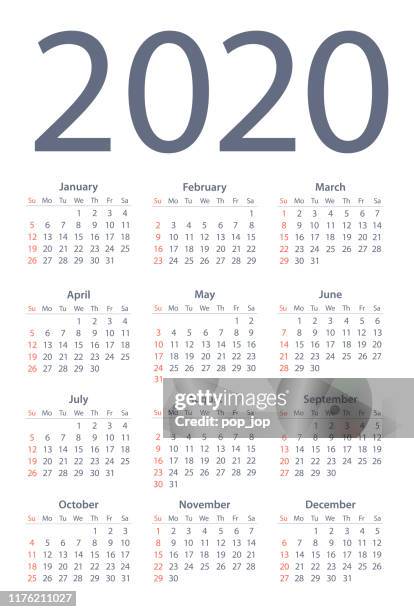 calendar 2020 simple. days start from sunday - november 2020 stock illustrations