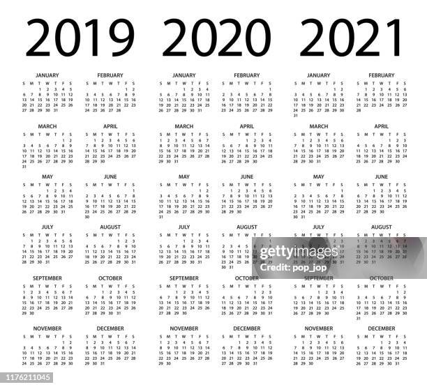 Calendars 2020 2019 2021 Black Vertical English American