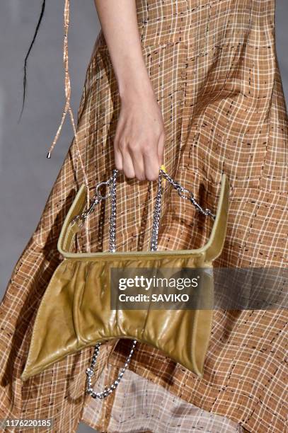 Model walks the runway at the Anteprima Ready to Wear fashion show during the Milan Fashion Week Spring/Summer 2020 on September 19, 2019 in Milan,...