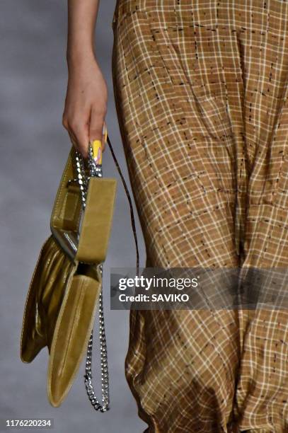 Model walks the runway at the Anteprima Ready to Wear fashion show during the Milan Fashion Week Spring/Summer 2020 on September 19, 2019 in Milan,...