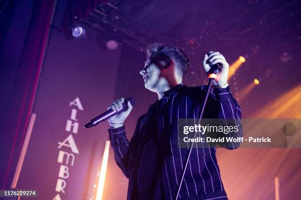 Conor Maynard performs at l' Alhambra on October 16, 2019 in Paris, France.