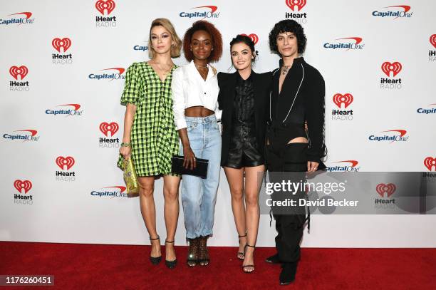 Julia Chan, Ashleigh Murray, Lucy Hale and Jonny Beauchamp attend the 2019 iHeartRadio Music Festival at T-Mobile Arena on September 21, 2019 in Las...