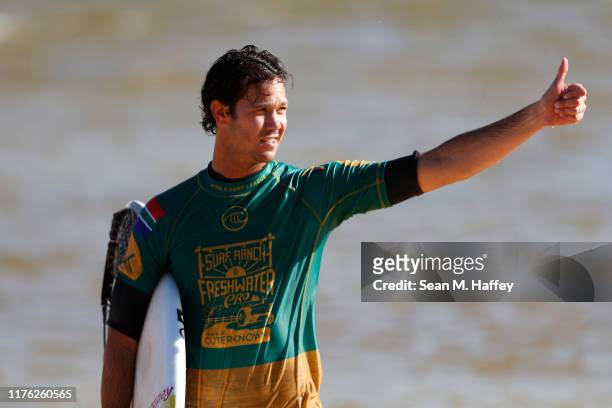 Jordy Smith of South Africa looks on during the 2019 Freshwater Pro-WSL on September 21, 2019 in Lemoore, California.