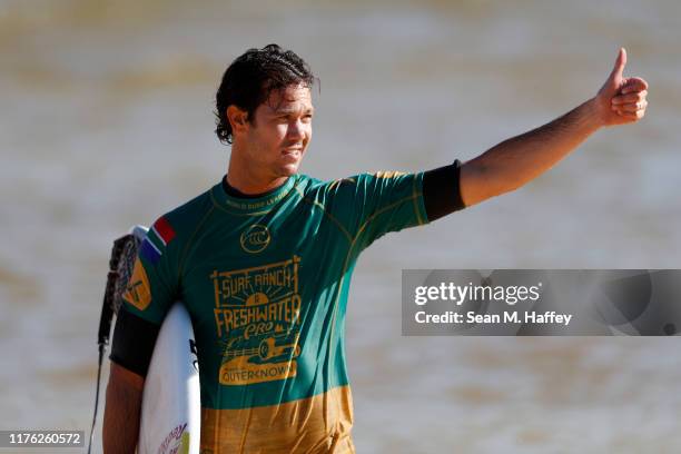 Jordy Smith of South Africa looks on during the 2019 Freshwater Pro-WSL on September 21, 2019 in Lemoore, California.