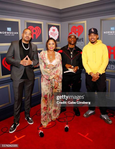 Envy, Angela Yee, Charlamagne tha God, and Chance the Rapper attend the 2019 iHeartRadio Music Festival at T-Mobile Arena on September 21, 2019 in...