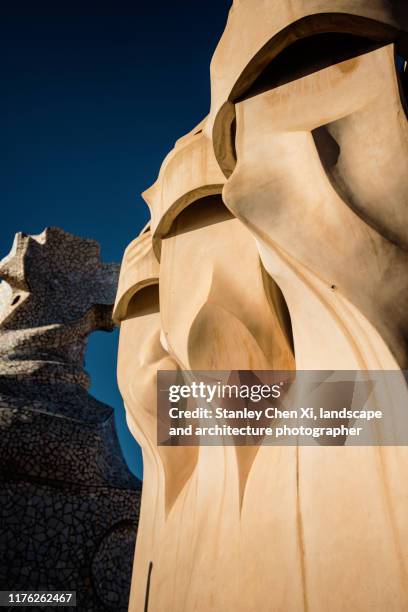 chimney in casa mila, barcelona - la pedrera stock pictures, royalty-free photos & images