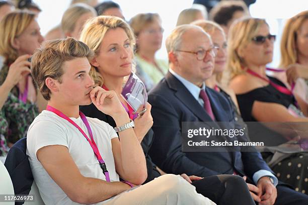 Publisher Hubert Burda, his wife and DLD chairwoman Maria Furtwaengler and their son Jacob Burda attends the Digital Life Design women conference at...