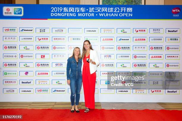 Kveta Peschke of Czech Republic and Nicole Melichar of the United States attend an official player party ahead of 2019 Wuhan Open at Hilton hotel on...