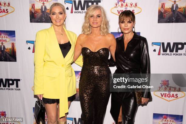 Erika Jayne, Eileen Davidson and Lisa Rinna arrive for the LA Premiere Of "7 Days To Vegas" at Laemmle Music Hall on September 21, 2019 in Beverly...