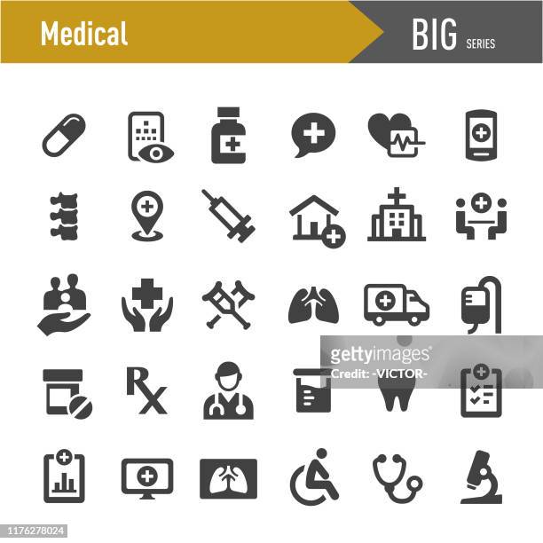 illustrazioni stock, clip art, cartoni animati e icone di tendenza di icone mediche - grande serie - medico