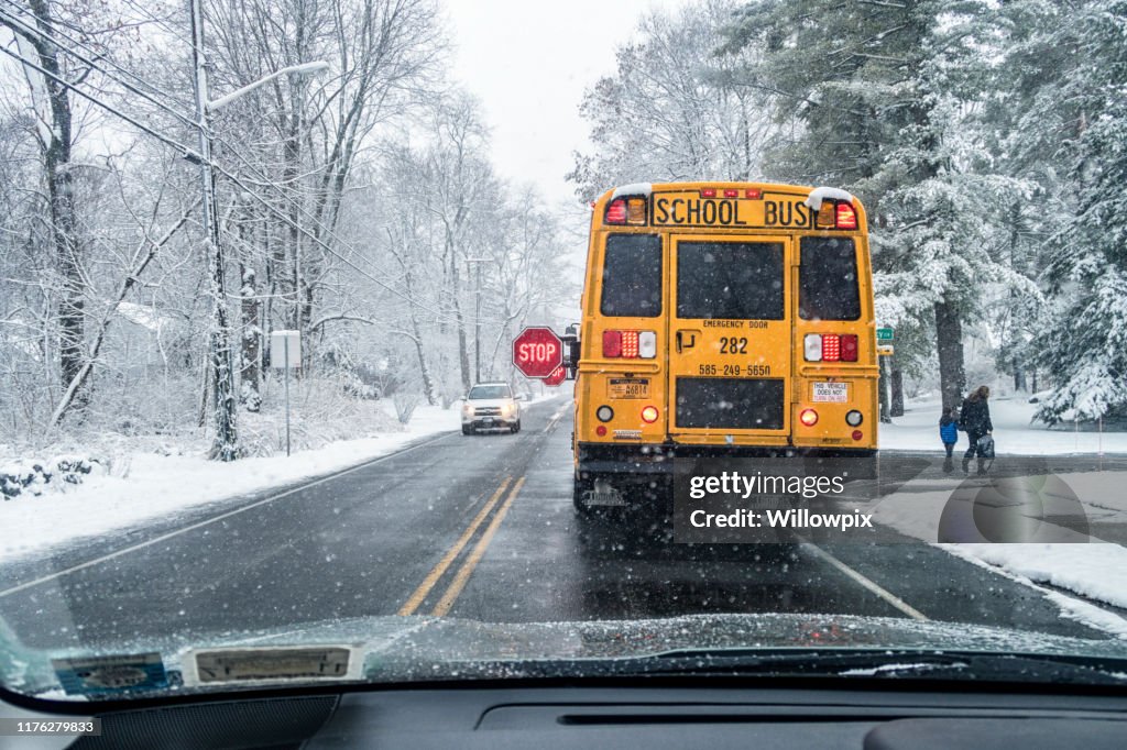 Stopped Penfield Central School District School Bus HighRes Stock