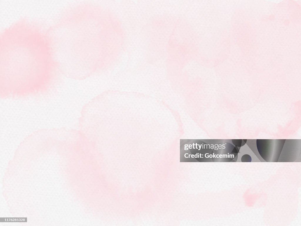 Light Pink Paper Texture Background. Border of hues of light pink paint splashing droplets. Watercolor strokes design element. Pink colored hand painted abstract texture.