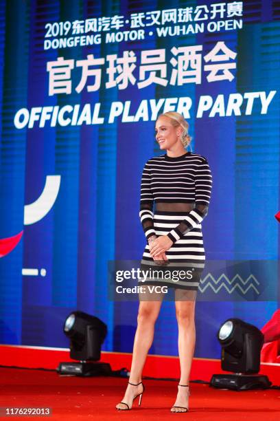 Donna Vekic of Croatia attends an official player party ahead of 2019 Wuhan Open at Hilton hotel on September 21, 2019 in Wuhan, Hubei Province of...