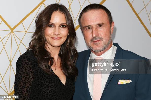 Christina McLarty and David Arquette attend the Showtime Emmy eve nominees celebrations at San Vincente Bungalows on September 21, 2019 in West...