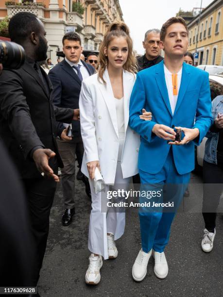 Barbara Palvin and Dylan Sprouse are seen during the Milan Fashion Week Spring/Summer 2020 on September 22, 2019 in Milan, Italy.