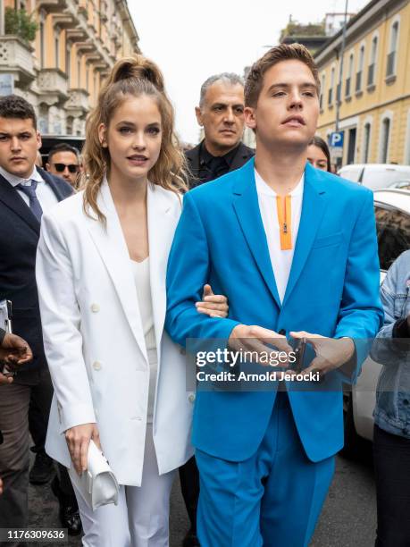 Barbara Palvin and Dylan Sprouse are seen during the Milan Fashion Week Spring/Summer 2020 on September 22, 2019 in Milan, Italy.