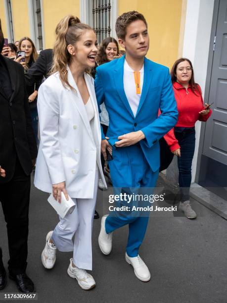 Barbara Palvin and Dylan Sprouse are seen during the Milan Fashion Week Spring/Summer 2020 on September 22, 2019 in Milan, Italy.