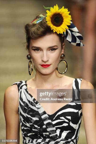 Model, fashion detail, walks the runway at the Dolce & Gabbana show during the Milan Fashion Week Spring/Summer 2020 on September 22, 2019 in Milan,...