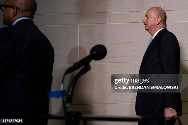 Ambassador Gordon Sondland arrives at the US Capitol October 17 in Washington, DC. - Sondland will appear before Congress for a closed deposition on...