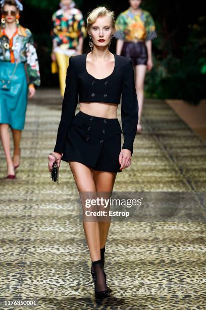 Model walks the runway at the Dolce & Gabbana show during the Milan Fashion Week Spring/Summer 2020 on September 22, 2019 in Milan, Italy.