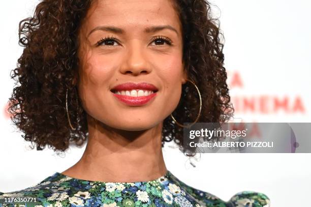 British actress Gugu Mbatha-Raw poses during a photocall for US crime drama "Motherless Brooklyn" as part of the 14th Rome Film Festival on October...
