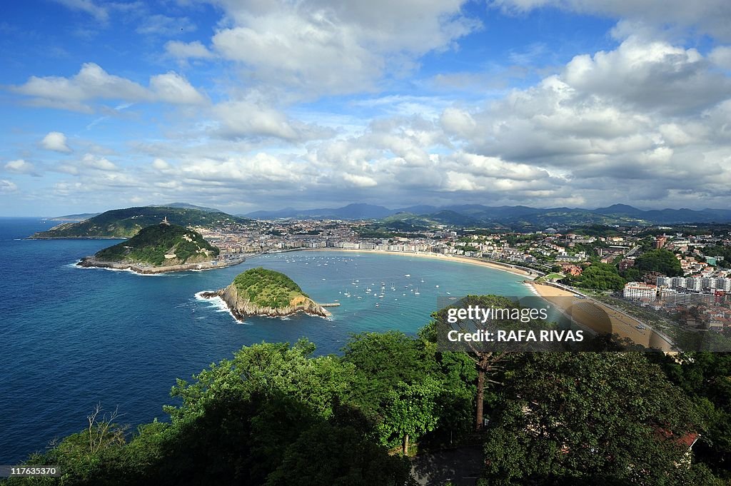 La Concha bay is pictured from Igeldo mo