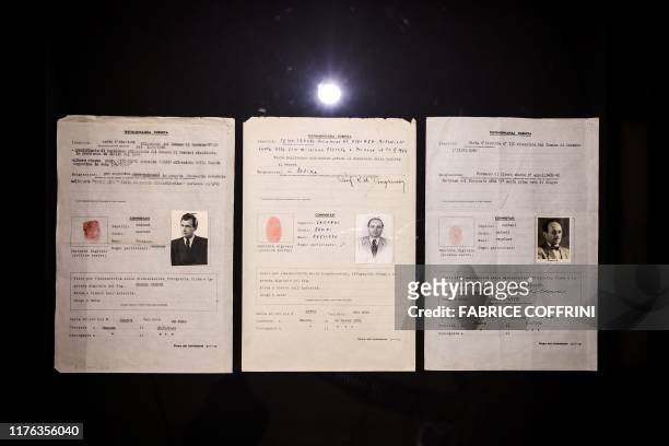 Passports issued by the International Committee of the Red Cross office in Genoa and bearing false names, in reality Nazi war criminals Josef...