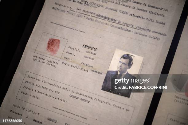 Passport issued in 1949 by the International Committee of the Red Cross office in Genoa and bearing the name "Helmut Gregor", in reality Nazi war...