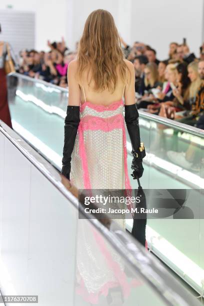 Model walks the runway at the Gucci Spring/Summer 2020 fashion show during Milan Fashion Week on September 22, 2019 in Milan, Italy.