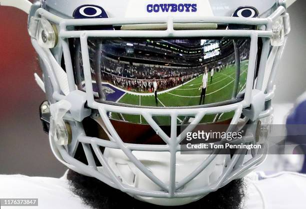 Ezekiel Elliott of the Dallas Cowboys works through pregame warm ups before taking on the Miami Dolphins at AT&T Stadium on September 22, 2019 in...