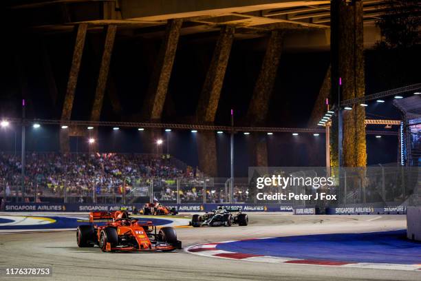 Charles Leclerc of Ferrari and France during the F1 Grand Prix of Singapore at Marina Bay Street Circuit on September 22, 2019 in Singapore.