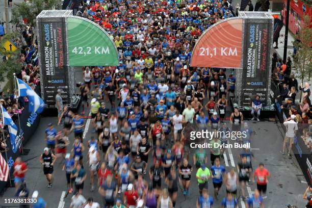 Runners start the race during Oasis International Marathon de Montreal - Day 2 on September 22, 2019 in Montreal, Canada.