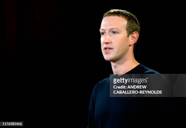 Facebook founder Mark Zuckerberg speaks at Georgetown University in a 'Conversation on Free Expression" in Washington, DC on October 17, 2019.