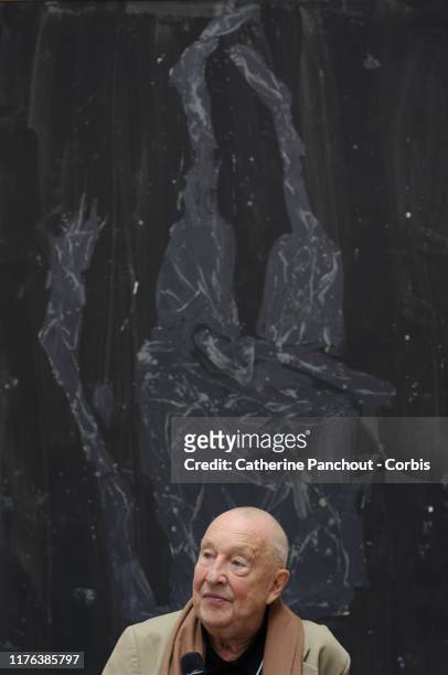 Artist Georg Baselitz at the inauguration of his exhibition at the Thaddaeus Ropac Gallery on September 13, 2019 in Pantin, France