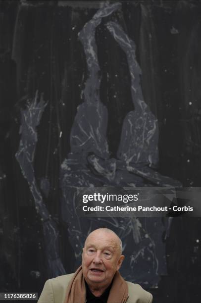 Artist Georg Baselitz at the inauguration of his exhibition at the Thaddaeus Ropac Gallery on September 13, 2019 in Pantin, France