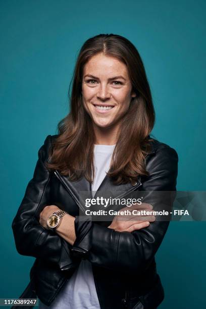 FIFPro Women's World11 Finalist Kelley O'Hara of USA poses for a portrait at Excelsior Hotel Gallia prior to The Best FIFA Football Awards 2019 on...